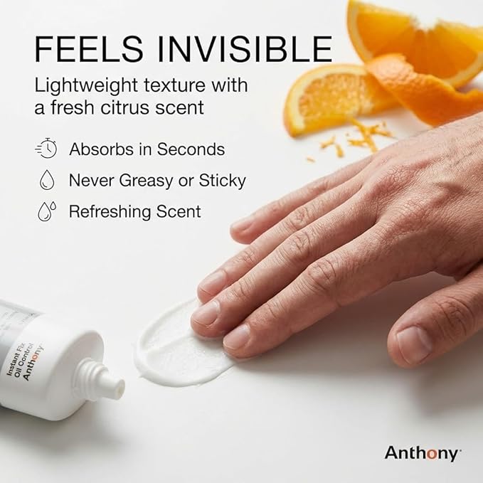 Anthony Instant Fix Oil Control for Men – Mattifying Lotion for Oily Skin – Moisturizer and Pore Minimizer Instantly Eliminates Shine – 3 Fl Oz