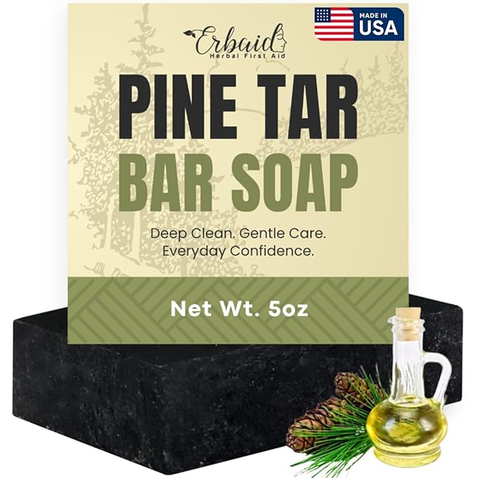 Pine Tar Soap – Natural Pine Tar Soap Bar for Men – Cleansing Bar for Acne, Eczema, Psoriasis & Itch Relief – Face & Body Wash with Activated Charcoal & Colloidal Oatmeal – Men’s Wash Made in the USA