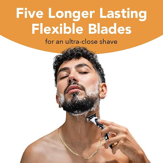 BIC Flex 5 Refillable Razors for Men, Long-Lasting 5 Blade Razors Refills for a Smooth and Comfortable Shave, 12 Razor Cartridges
