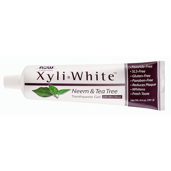 NOW Solutions, Xyliwhite™ Toothpaste Gel, Neem and Tea Tree, Cleanses and Whitens, Clean and Fresh Taste, 6.4-Ounce (Pack of 2)