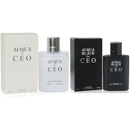 Acqua & Acqua Black Men's Cologne Eau de Parfum Gift Set - 3.4 Fl Oz Each | Citrus Spicy & Woody Ambergris Fragrance | Luxury Perfume for Day & Night