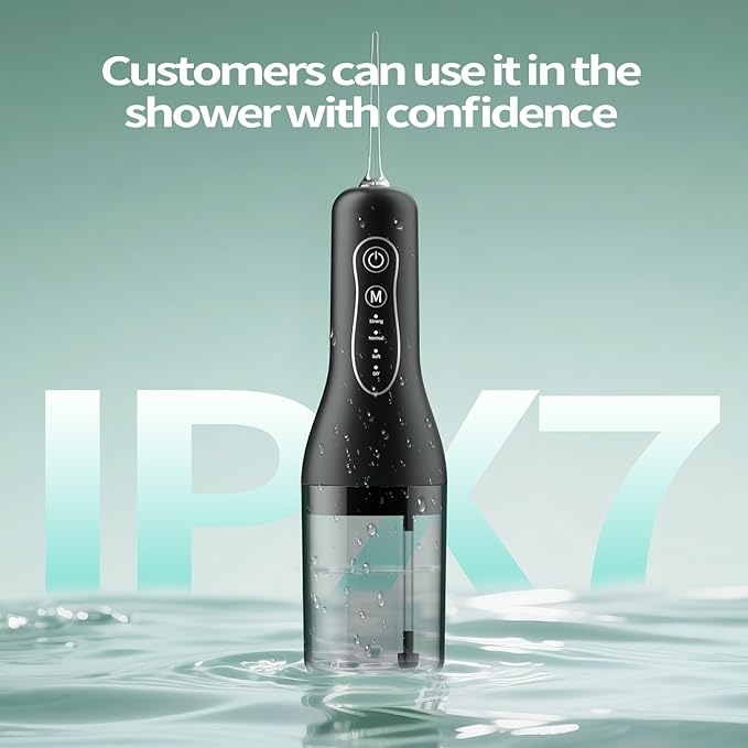 Water Flosser for Teeth Cordless: 260ML Portable Oral Irrigator with DIY Strength for Daily Oral and Braces Care, 4 Modes & 5 Jet Tips, 40-Day Battery, IPX7 Waterproof Dental Flosser for Home Travel