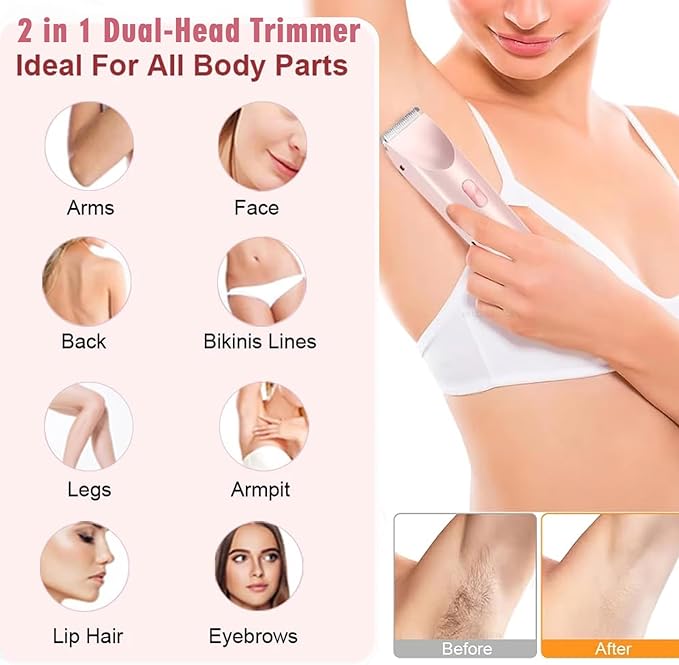 Bikini Shaver,2025 New Dual Head Shaver Women, 2 in 1 Wet & Dry Waterproof Electric Bikini Trimmer for Women,Purple2