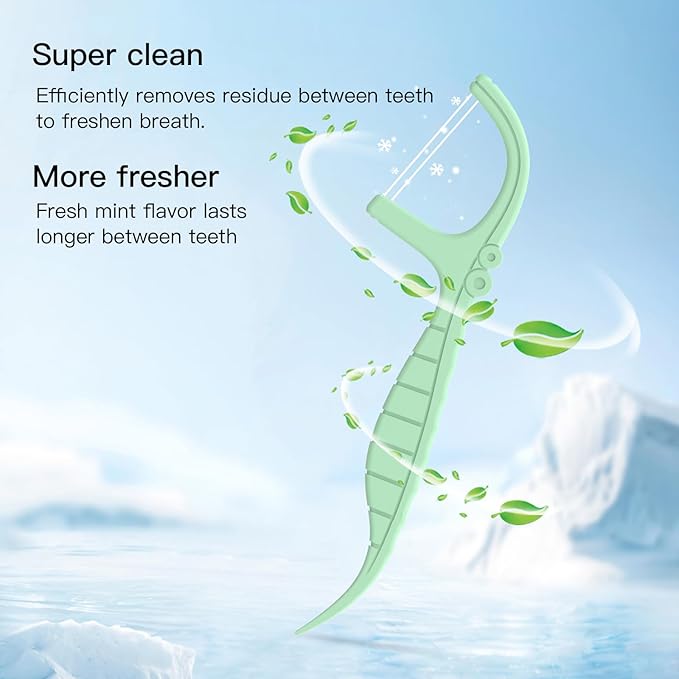 Mint Dental Floss Picks-250 Count LIAMOSS Twin Line Flosser-5 Box Portable Case Floss Organizers-Dual Function Toothpicks Storage-Pocket Floss Case Travel Essentials