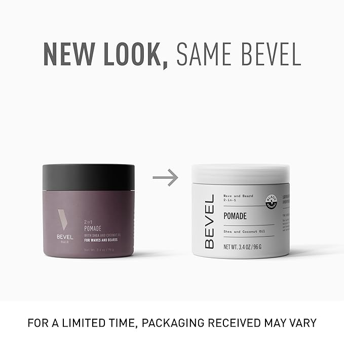 Bevel Beard Balm & Hair Pomade for Waves with Coconut Oil and Shea Butter,Locks in Moisture to Help Reduce Frizz and Breakage,Beard Care for Men,3.4 Oz,(Pack of 2)