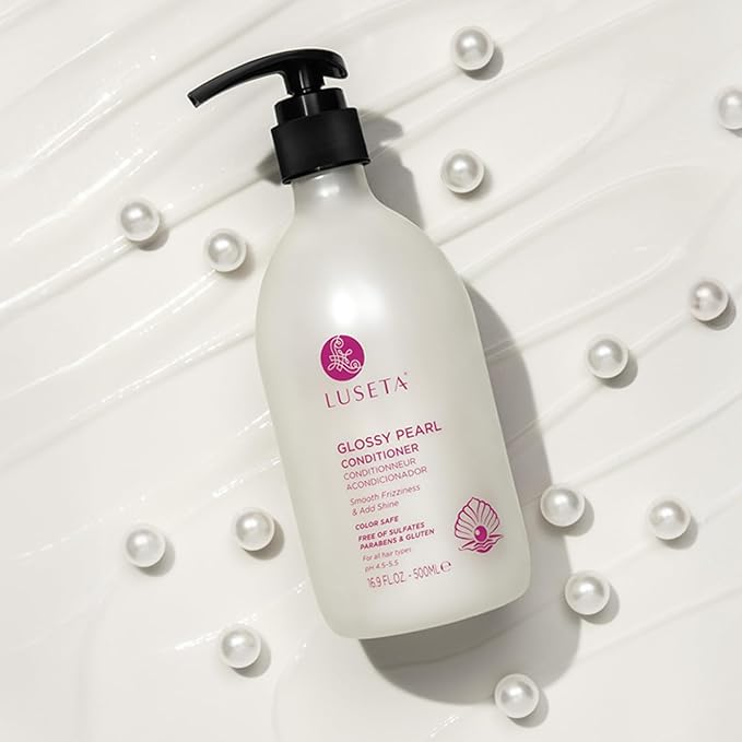 Luseta Glossy Pearl Conditioner for Smoothing and Nourishing Frizzy, Deep Moisturizing Conditioner with Pearl Extract, Awakening shine for Dull hair 16.9 fl.oz.