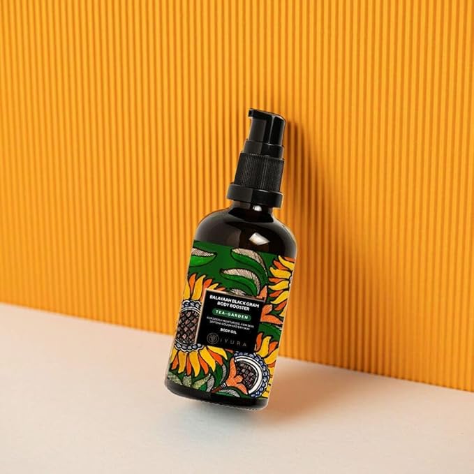 iYURA Balaayah Black Gram Body Booster Oil - Tea-Garden Blend | Ayurvedic Massage & Moisturizing Body Oil | Luxurious, Fast-Absorbing & Non-Sticky | 3.38 fl oz