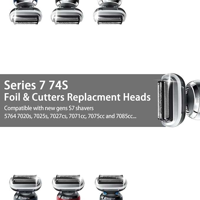 74S S7 Replacement Head for S7 Shavers, Stainless Steel Blades & Precision Foil, Smooth Shave No Pulling.