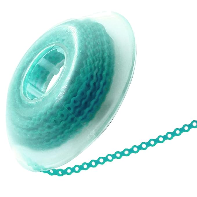 LA MIERE 1 Roll Orthodontic Rubber Chains, Braces Power Chains consisted force in closed, short, long 15'' spools (long, 0.166’’(4.2mm), Turquoise)