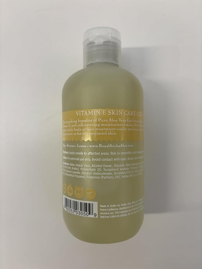 Aruba Aloe Vitamin E Skin Care Gel, Oil-Free Moisturizing Gel for Face & Body, 8.5 oz