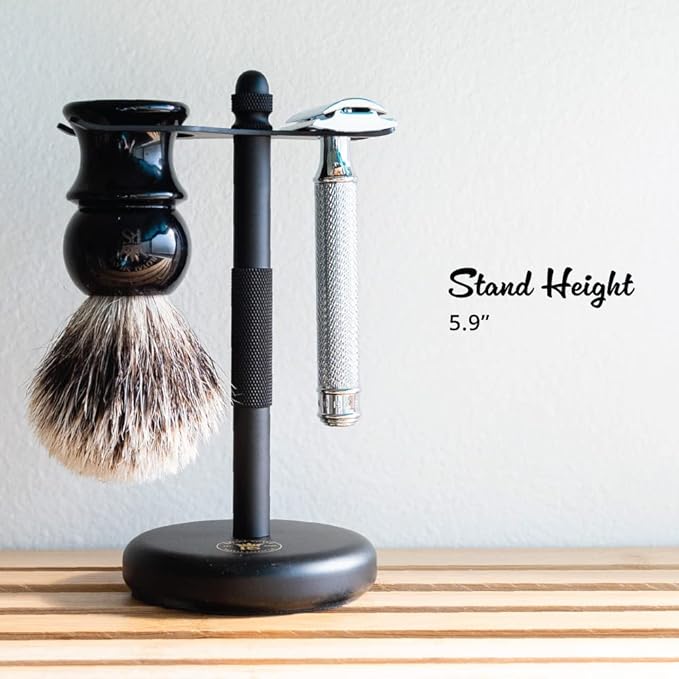 RoyalShave Safety Razor and Brush Stand - Powder Coated Black