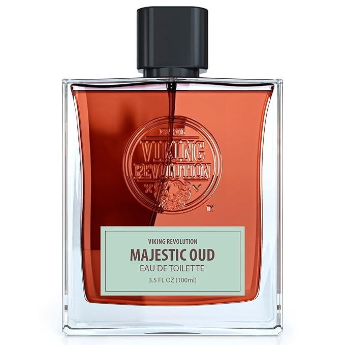 Viking Revolution Majestic Oud Cologne for Men - Earthy Mens Cologne Spray Eau de Toilette - Woody Majestic Oud Perfume for Men with Notes of Cypress, Incense, Ebony, Balsam - Gifts for Men 3.5 Fl Oz