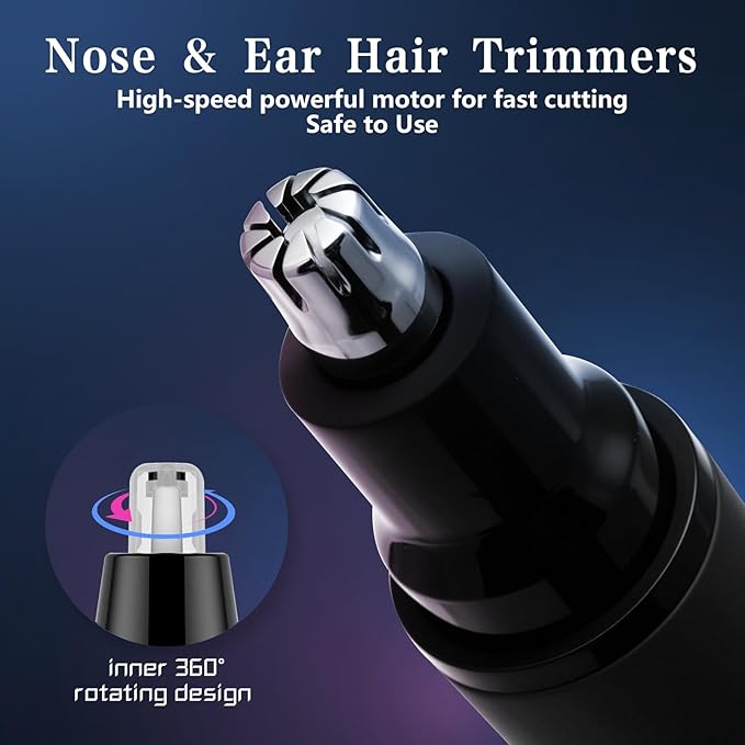 Nose Hair Trimmer, Rechargeable Cordless Painless Ear Eyebrow Trimming Tool Dual Edge Blades Razor Easy Cleansing with LED Light for Man Woman, IPX7 Waterproof, for Nose, Ear, Eyebrows