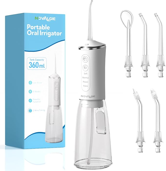 Water Flossers for Teeth: 360ML Larger Tank 4 Mode IPX7 Waterproof Cordless Oral Irrigator, 5 Jet Tips Rechargeable Dental Flosser for Brace, Implants & Sensitive Gums, Home&Travel Use