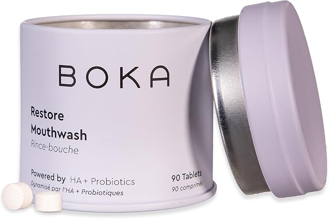 Boka Mouthwash Tablets with Hydroxyapatite - Refreshes Breath - Fluoride Free & Alcohol Free - Travel Size Mouthwash Chewable Tablets - (90 Pcs, Mint)