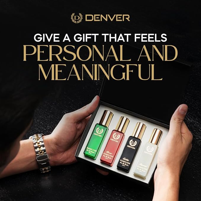 Denver Hamilton Luxury Gift Set for Men, 4 x 0.68 Fl Oz Eau de Parfum Collection | Hamilton, Caliber, Imperial and Honour | Long-Lasting Fragrance and Odor Protection