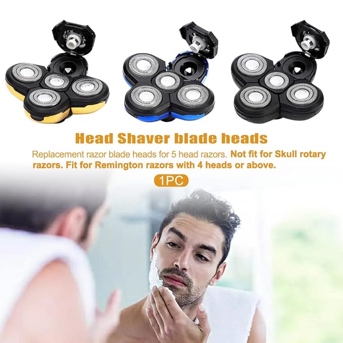 Men Electric Shavers Replacement Heads, 5 Heads Beard Replacement Blade Razor Replaceable Alternate Floating Washable Blade Trimmers Head (Black)