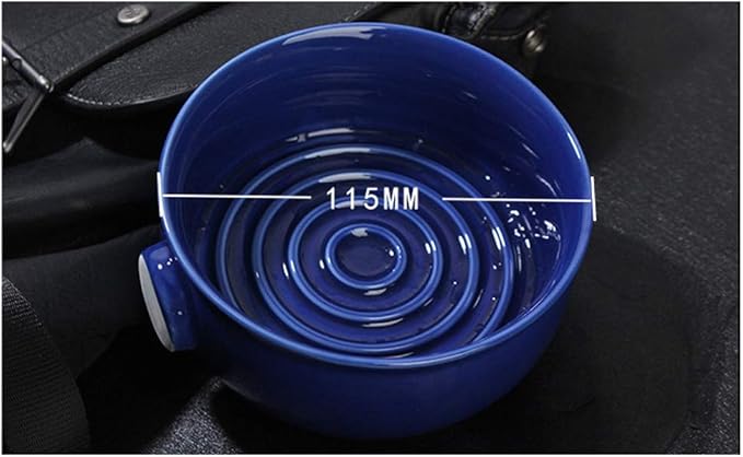 ZJchao Shaving SOAP Bowl HIGH Capacity Ceramic SOAP Cup Men Shaving Convex CONCAVE Spiral Groove Design Easy Foam ARC Closed Non Slip Handle Large (Blue)