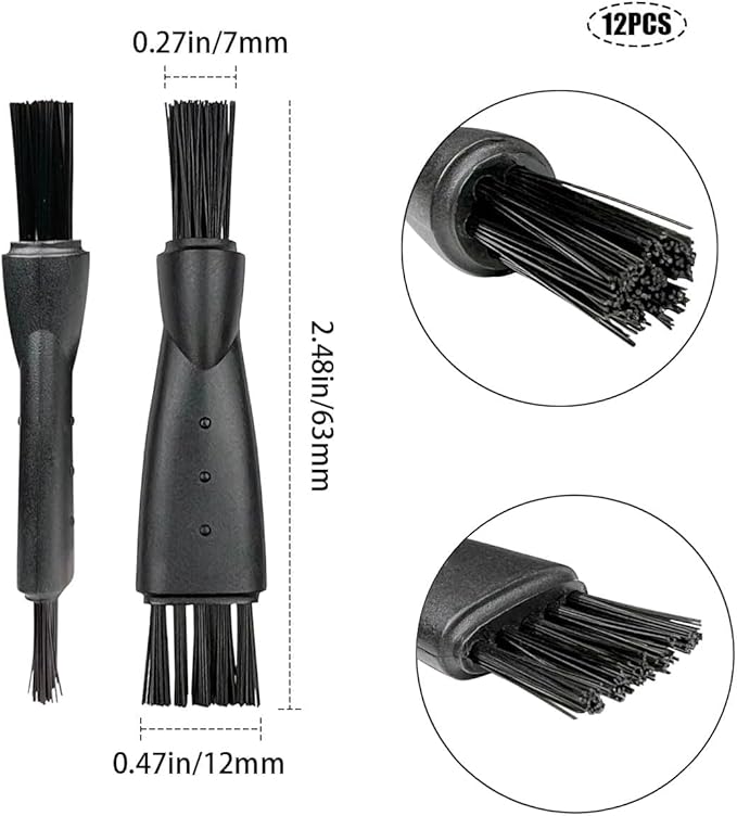 LinMei 36PCS Electric Shaver Cleaning Brush Double-Sided Nylon Bristles with Non-Slip Handle for Razors Trimmers Hair Clippers (Black)