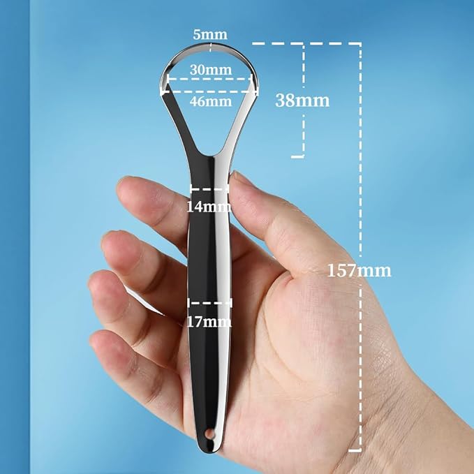 VIWIK 6 Pack Tongue Scraper for Adults, 100% Stainless Steel Tongue Cleaner - Hygienic Oral Care Tools, Bad Breath Remover Tongue Brusher