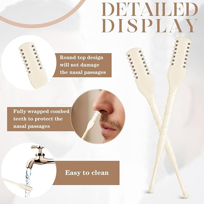 Lothee 50 Pcs Manual Nose Hair Trimmer - Rotating Nasal Hairs Razor Cutter Nose Hairs Cleaner for Women and Men - Portable Nostril Hair Remover Tools for Home and Beauty Salon
