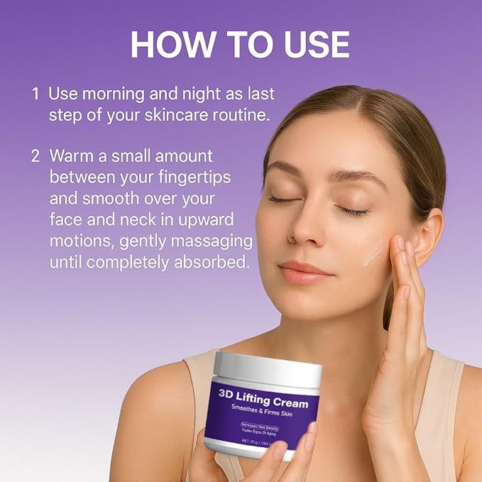 3D Lifting Cream - Anti-Aging Cream - Smoothes Skin, Firms Elasticity, Enhances Skin Density - For Facial and Neck Wrinkles 1.7 fl oz