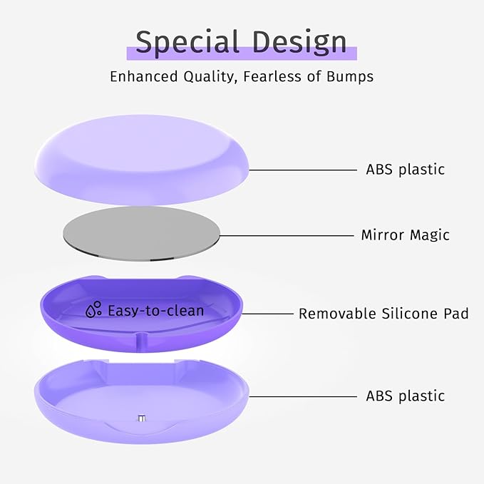 2 Pack Retainer Case with Mirror, Compatible with Invisalign, Orthodontic Aligner Case with Removal Tool and Brush, Purple