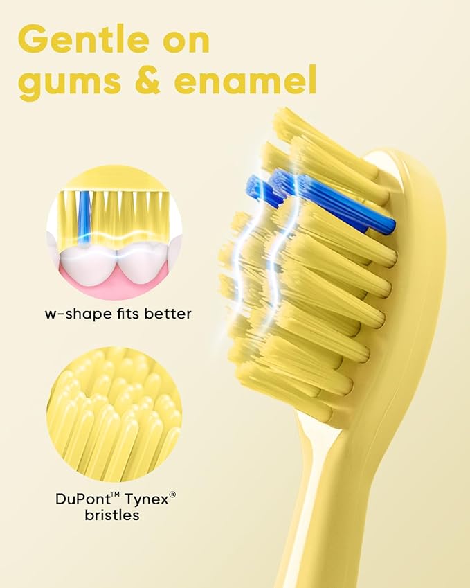 MySmile DY156 Electric Toothbrush for Adults, Rechargeable Sonic Battery Toothbrush Portable with 3 Brush Heads, 2 Mins 5 Modes Smart Timer, 45000VPM, One Charge for 60 Days - Yellow