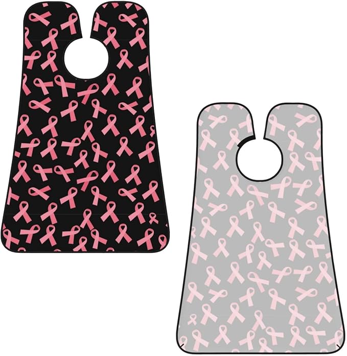 Beard Apron Hair Catcher, Breast Cancer Awareness Ribbons Pink Shave Bib, Waterproof Non-Stick Shaving Bib, Trimming Grooming Tool for Dad Men Anniversary