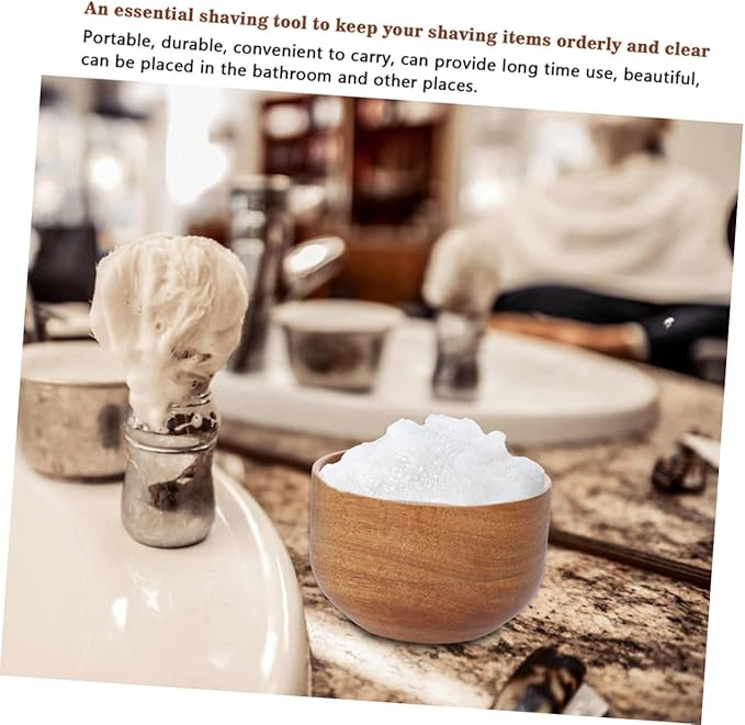 Angoily 3pcs Wooden Shaving Bowl for Men Facial Cleansing Shave Soap Bowl Home Bathroom Accessory