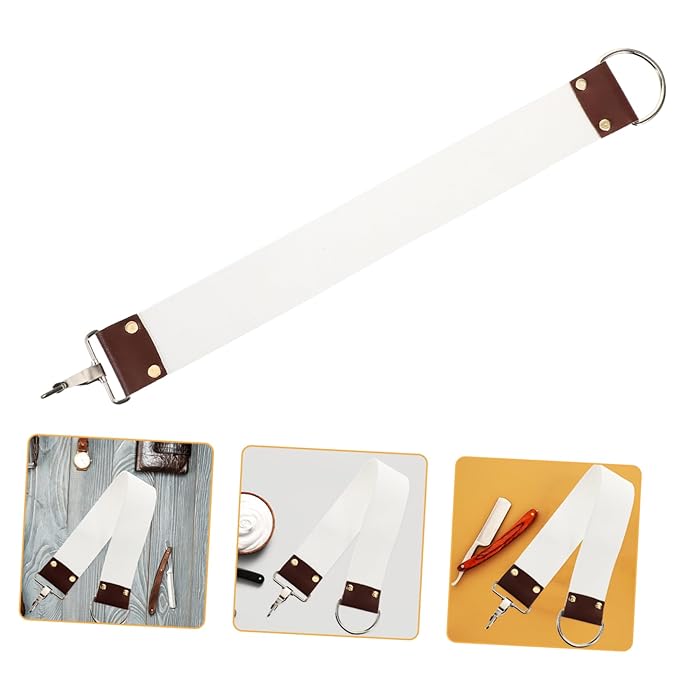 minkissy Dual Layer Canvas Strop Professional Shaving Belt for Straight Easy to Clean Portable Design for Barbershops and Personal Use Reduces Blade Irritation