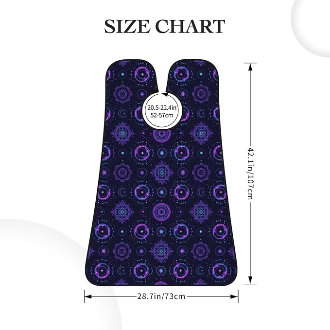 Professional Beard Bib, Non-Stick Hair Catcher Apron Waterproof, Shaving Grooming Essential for Men Dad, Sacred Geometric Symbols Sun Moon Trippy Purple Shave Bib