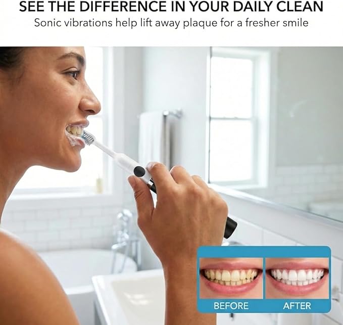 RCA Sonic Electric Toothbrush for Adults – Battery Powered Toothbrush with Extra Brush Head, Spin Brush Toothbrush for Travel - Black
