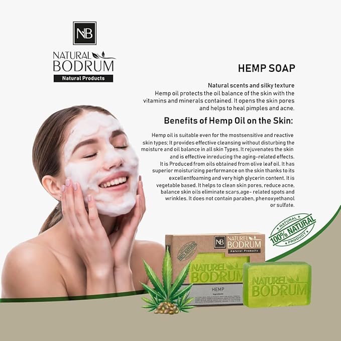 Hemp Organic Soap Bar for Women and Men, Pack of 3 Glycerin Soap Bars - Omega-Rich Moisturizing Bar Soap for Dry Skin & Cracked Areas - Natural & Vegan Spa Gift, for All Skin Types
