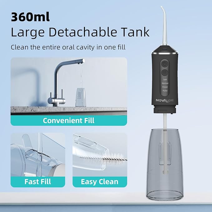Water Dental Flosser for Teeth Pick：360ML Tank 5 Jet Tips Rechargeable Electric Flosser, 4 Mode IPX7 Cordless Oral Irrigator for Implants, Brace & Sensitive Teeth Care, Home & Travel Use