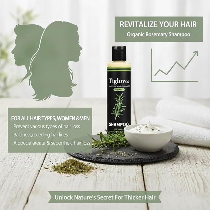 Alisanda Organic Rosemary Hair Growth Shampoo, Natural Thickening & Strengthening Shampoo with Hydrolyzed Keratin and natural extract of rosemary