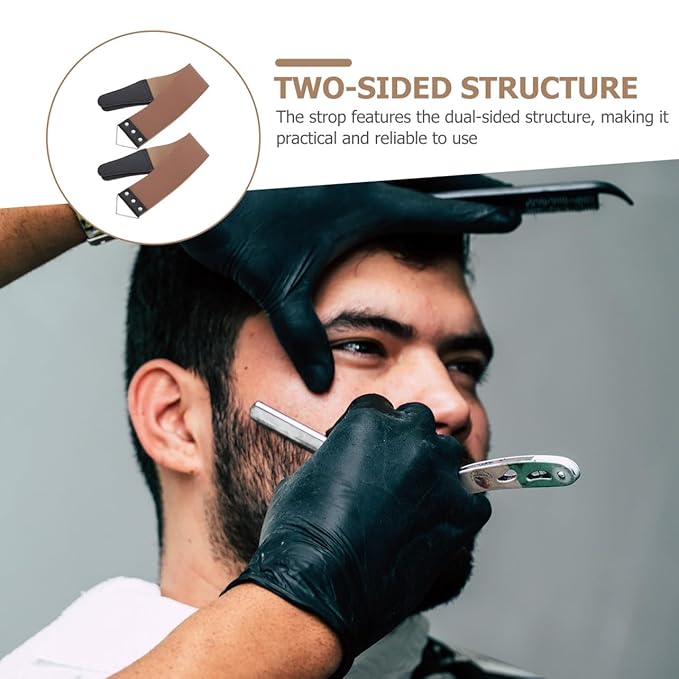 NOLITOY 2sets Simple Razor Strop Double-edge Razor Blade Sharpener Straight Sharpening Cloth Material 2pcs*2 Random Color