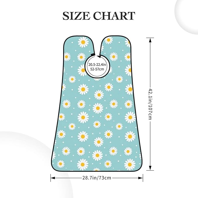 No-Slip Shaving Bib, Beard Grooming Apron with Strong Suction Cups, Floral Daisy Purple Flower