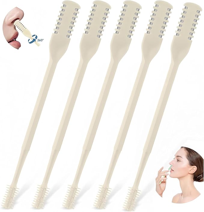 Nose Hair Trimmer 5 Pcs 2-in-1,2025 New Double Sided Nose Trimmer.Portable 360° Rotating Manual Nasal Hair Cutter for Men and Women, Manual Hair Remover for Home Travel Essentials