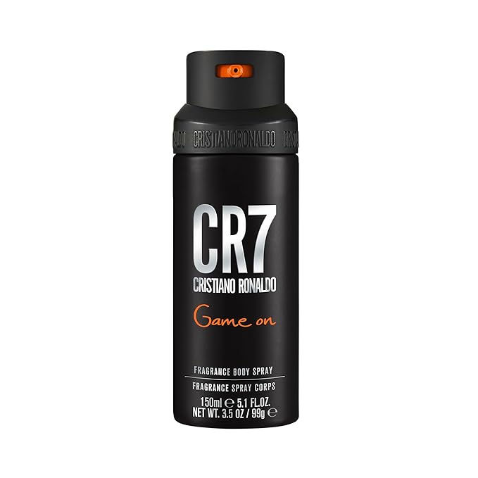CR7 Game On Cristiano Ronaldo - Classic Body Spray Scent for Men - With Papaya, Ice, Cedar, and Cashmere Wood - From Cristiano Ronaldo's Original Men's Fragrance Collection - 5.1 oz