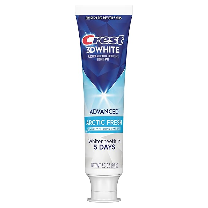 Crest 3D White Advanced Teeth Whitening Toothpaste, Arctic Fresh, 3.3 oz, Pack of 3