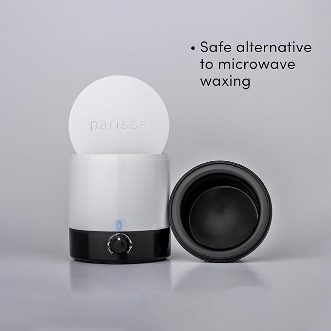Parissa Mini Pro Electric Wax Warmer for At-Home Waxing with Silicone Cup for All Hair Removal Waxes, Face, Bikini, Leg, and Body, Simple to Use