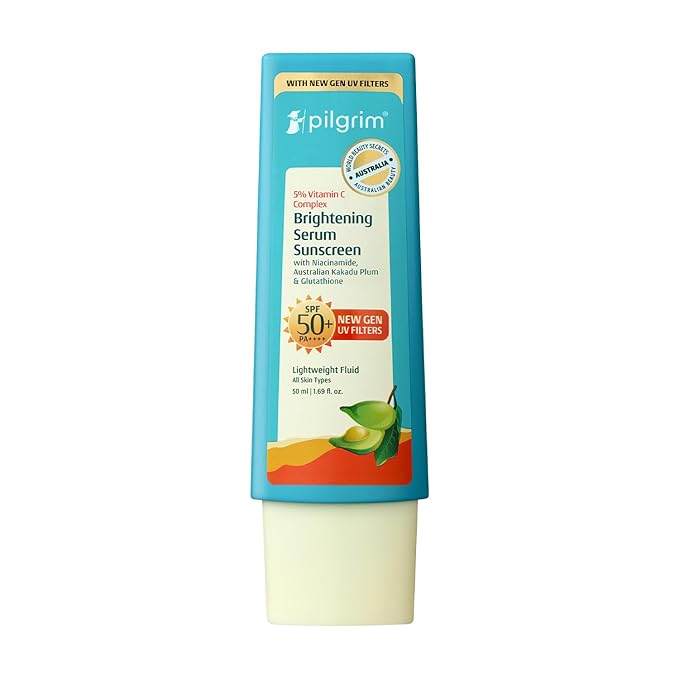 Pilgrim 5% Vitamin C Gel Sunscreen SPF 60 PA++++ | Ultra Light Broad Spectrum UVA UVB Protection with Kakadu Plum | Non Greasy Daily Face Sunscreen for All Skin Types | 1.52 Fl Oz (45ml)