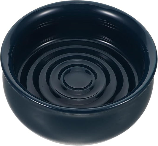 Ceramic Shaving Soap Bowl Navy Spiral Design with Lid, Fast Lathering Shave Cream Pot for Men’s Grooming at Home, Travel, Or Barber Use