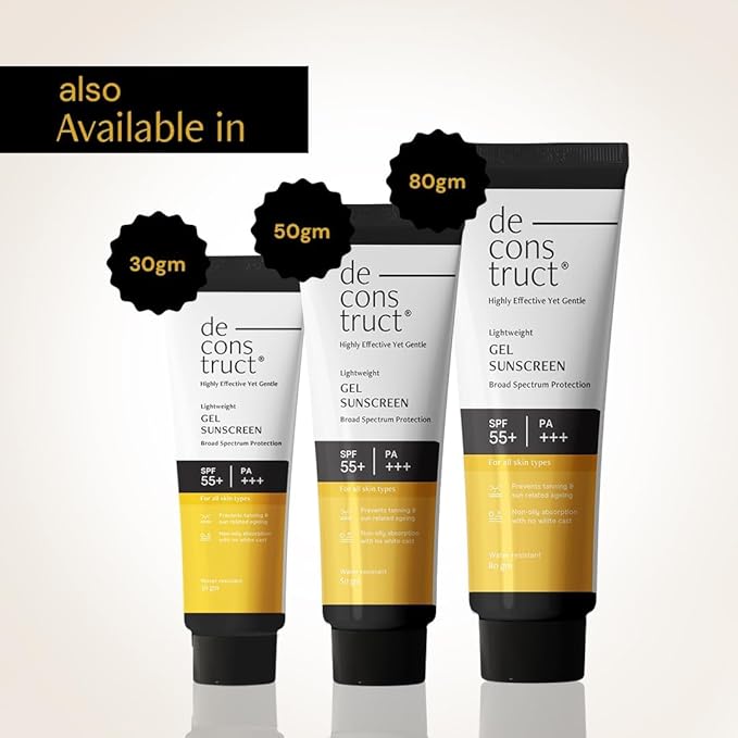Deconstruct Face Gel Sunscreen In - Vivo Tested SPF 50 + and PA+++ | For oily, combination & normal skin | Matte, Lightweight & Airy, Non-greasy | For Men & Women - 30g