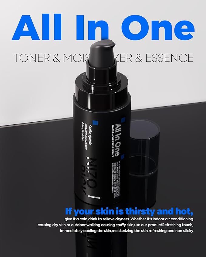 Mens Face Moisturizer, Refreshing & Moisturizing Facial Lotion for Men, Rice Extract, Witch Hazel & Cucumber Extract, Lightweight, Alcohol-Free, 4.05OZ