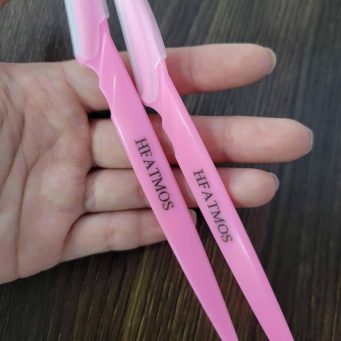 12 Pcs Eyebrow Razors, Face Razors Multipurpose, Exfoliating Dermaplaning Tools, Eyebrow Trimmers Shaver with Protective Cover, Facial Hair Removal for Women Men Body Use (Pink)