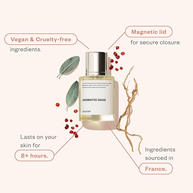 Dossier - Aromatic Sage 1.7 Fl oz (50ml) - Eau de Parfum - Inspired by Valentin's Born in Roma U.omo - Perfume Luxury - Pure Infused - Paraben Free - Vegan - For Men