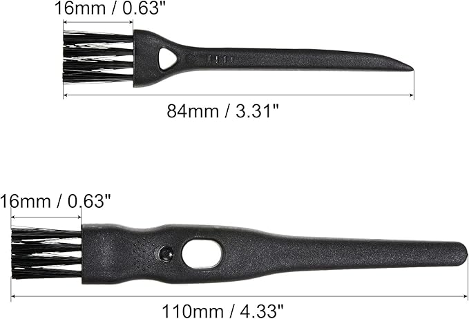 MECCANIXITY Shaver Brush Cleaning Tools with Black Handle Black Nylon Bristles 2 Sizes for Keyboard, Window Track, Vent Outlet, Home, Office, 8 Pack