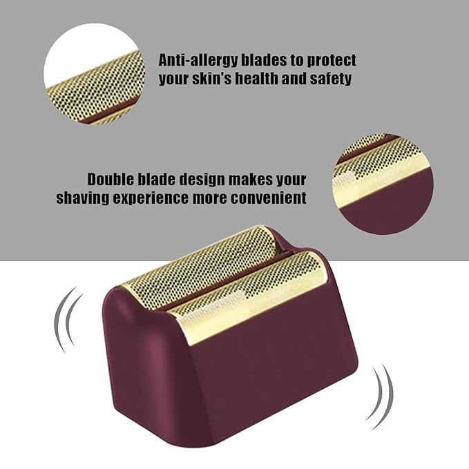 Professional 5 Star Series Finale Shaver Replacement Foil and Cutter Bar Assembly Compatible with wahl Shaver Foil 7031-100, 7043-100 Super Close Shaving Replacement Heads，Red,2 PACK